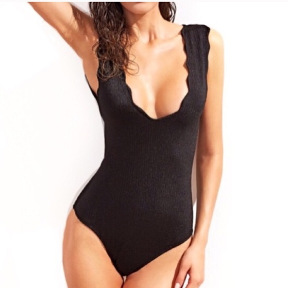 Other - Scalloped Deep V-Neck One Piece SWIMSUIT Monokini